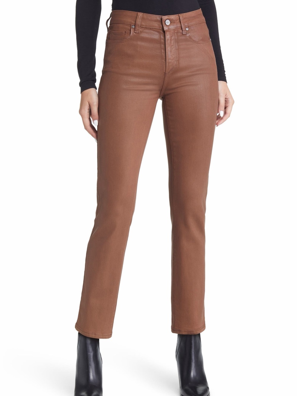 PAIGE Cindy Coated High Waist Ankle Straight Leg Jeans Size 26 - C69-077